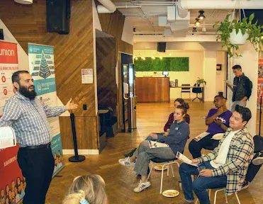 Joe at Ajax Union and Evyrgreen networking Event